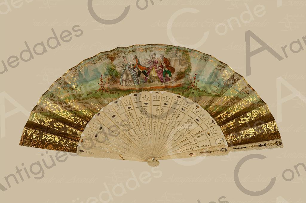 ABANICO MARFIL - SIGLO XIX