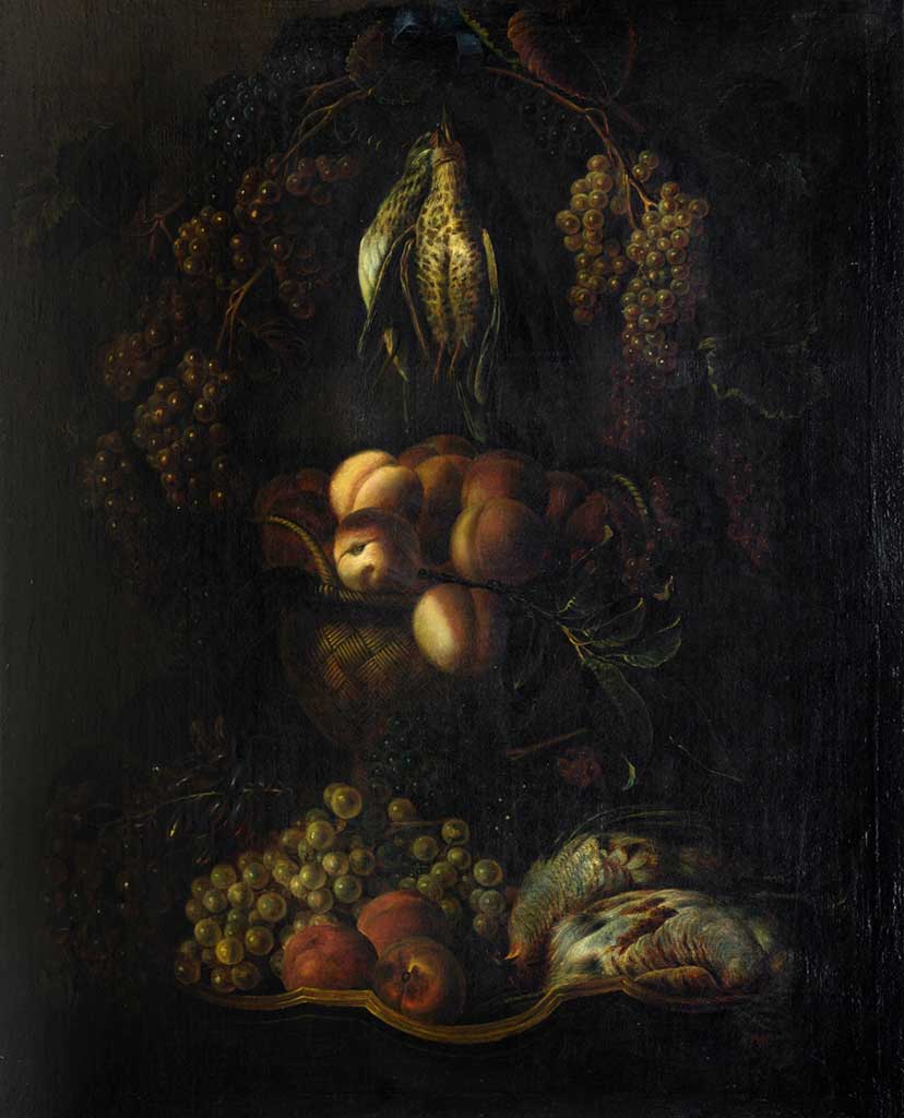 BODEGON CON UVAS Y CODORNICES