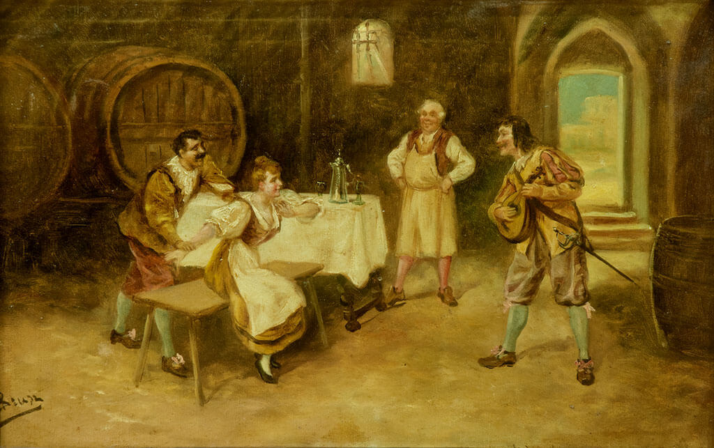 Escenas galantes en tabernas<br> ESCUELA FRANCESA
