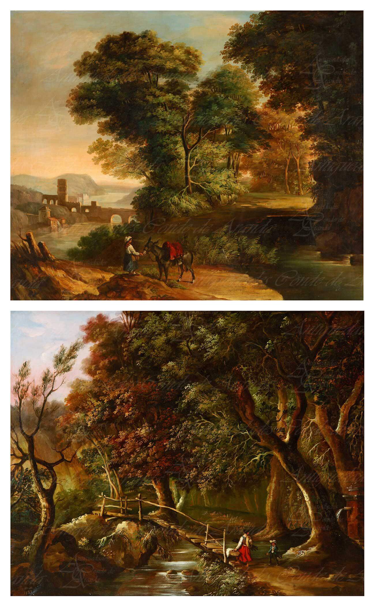 Pareja de paisajes<br> ESCUELA ANDALUZA - Imagen 4