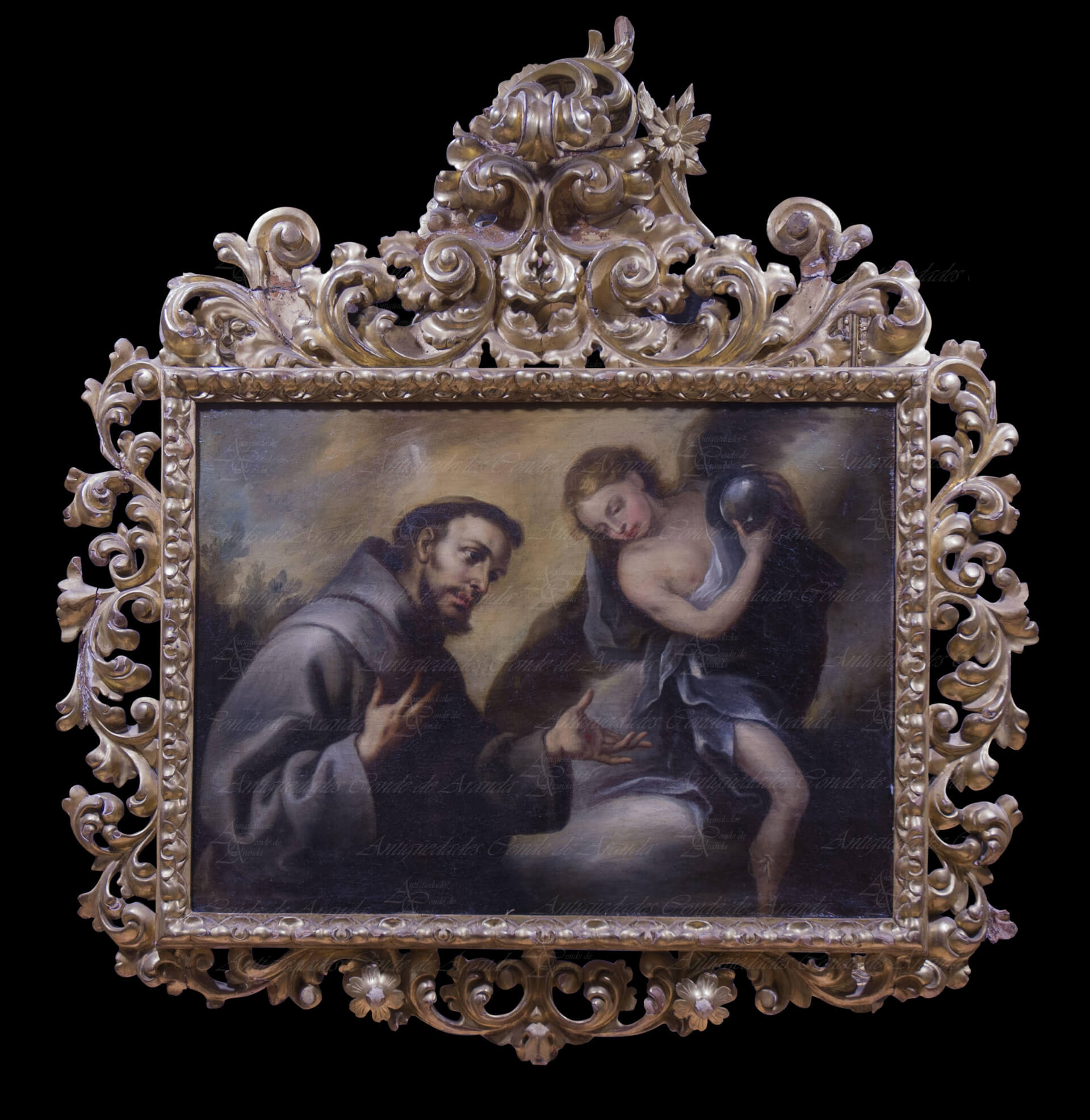 SAN FRANCISCO Y UN ANGEL - ESCUELA SEVILLANA