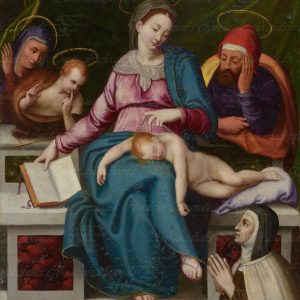 VIRGEN CON NIÑO SANTOS Y DONANTE - BLAS DE PRADO