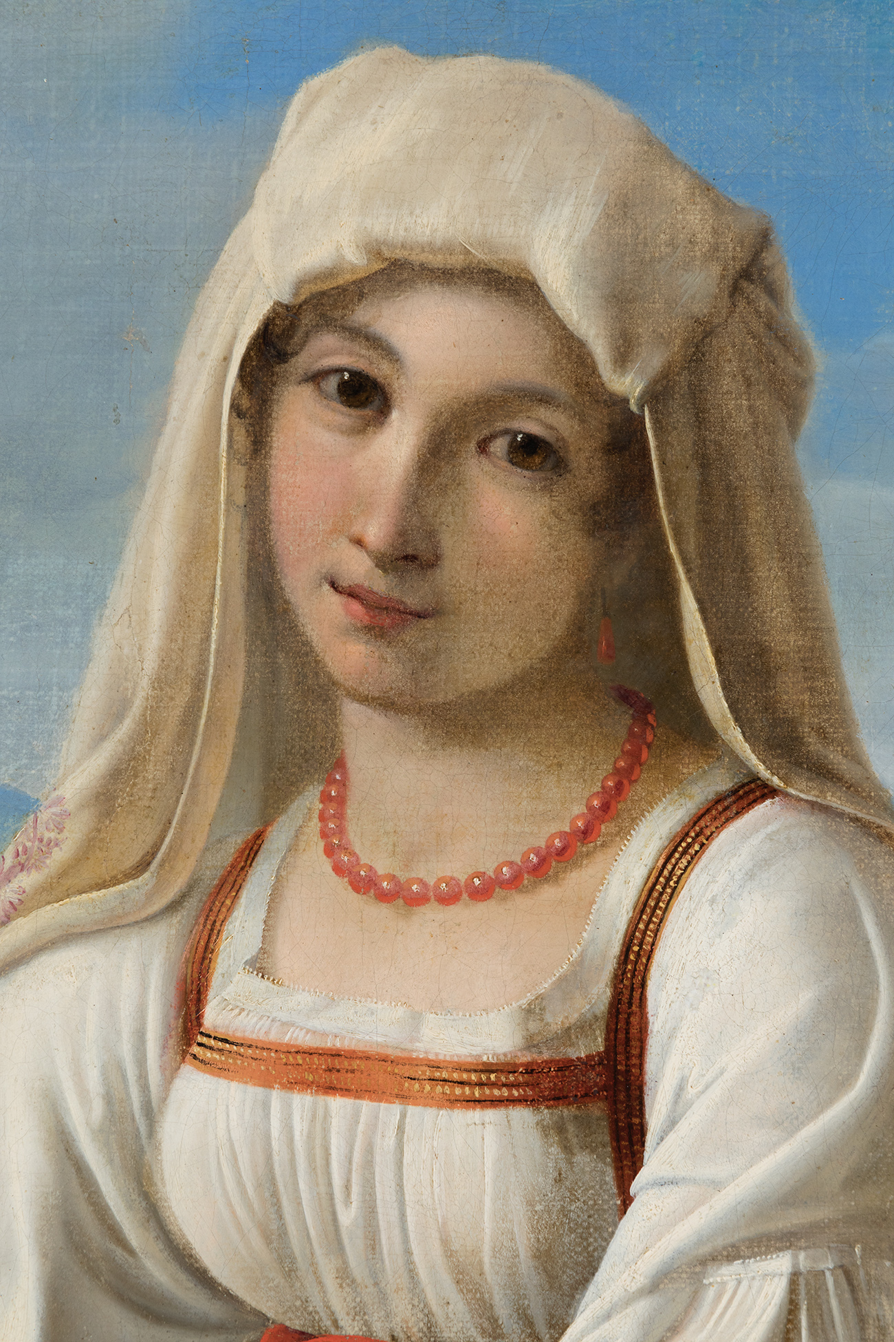 Cuadro "Jóven Napolitana" siglo XIX de la Escuela Italiana - Imagen 7