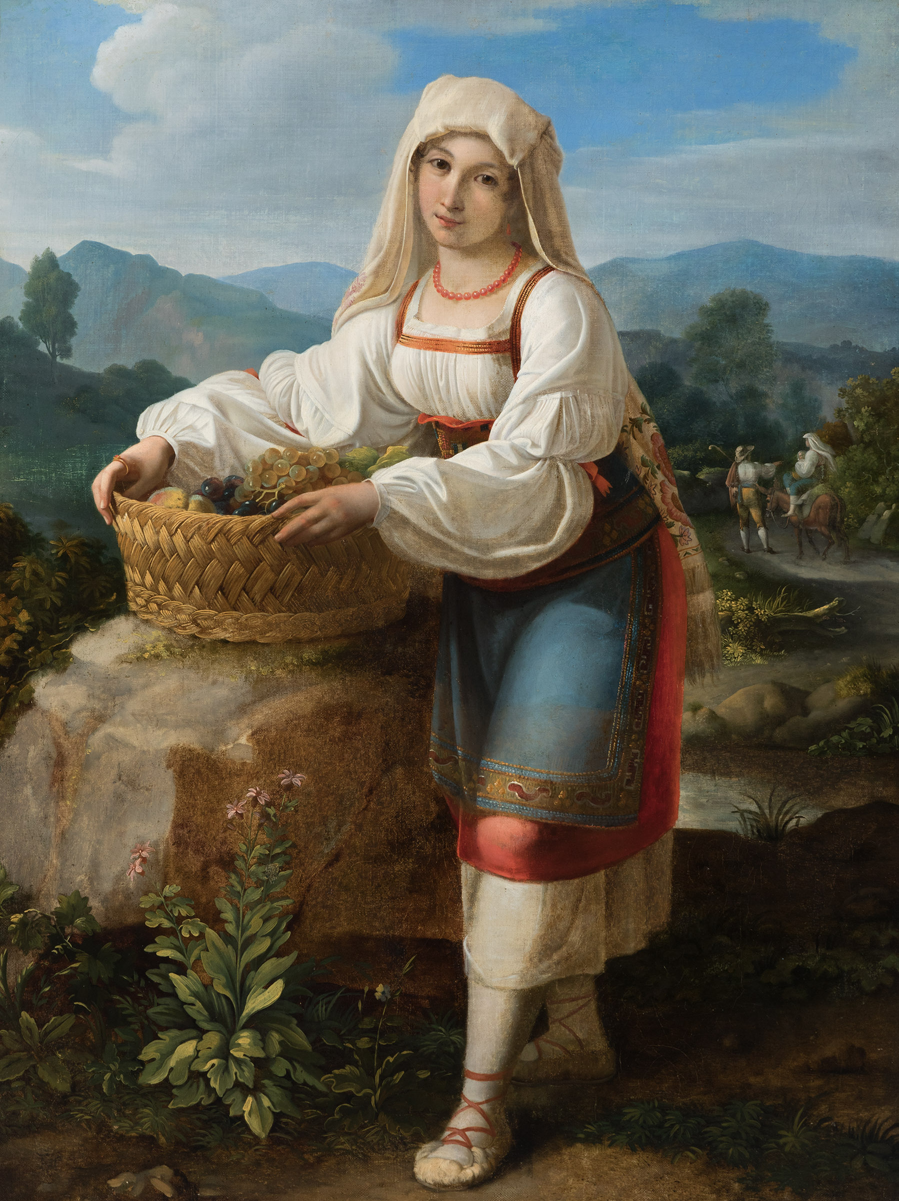 Cuadro "Jóven Napolitana" siglo XIX de la Escuela Italiana - Imagen 2